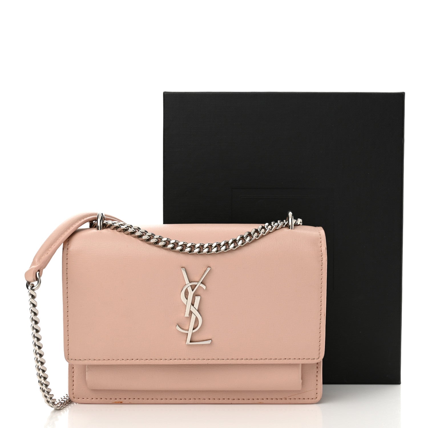 Saint Laurent Calfskin Monogram Sunset Chain Wallet Light Pink 19 of 19