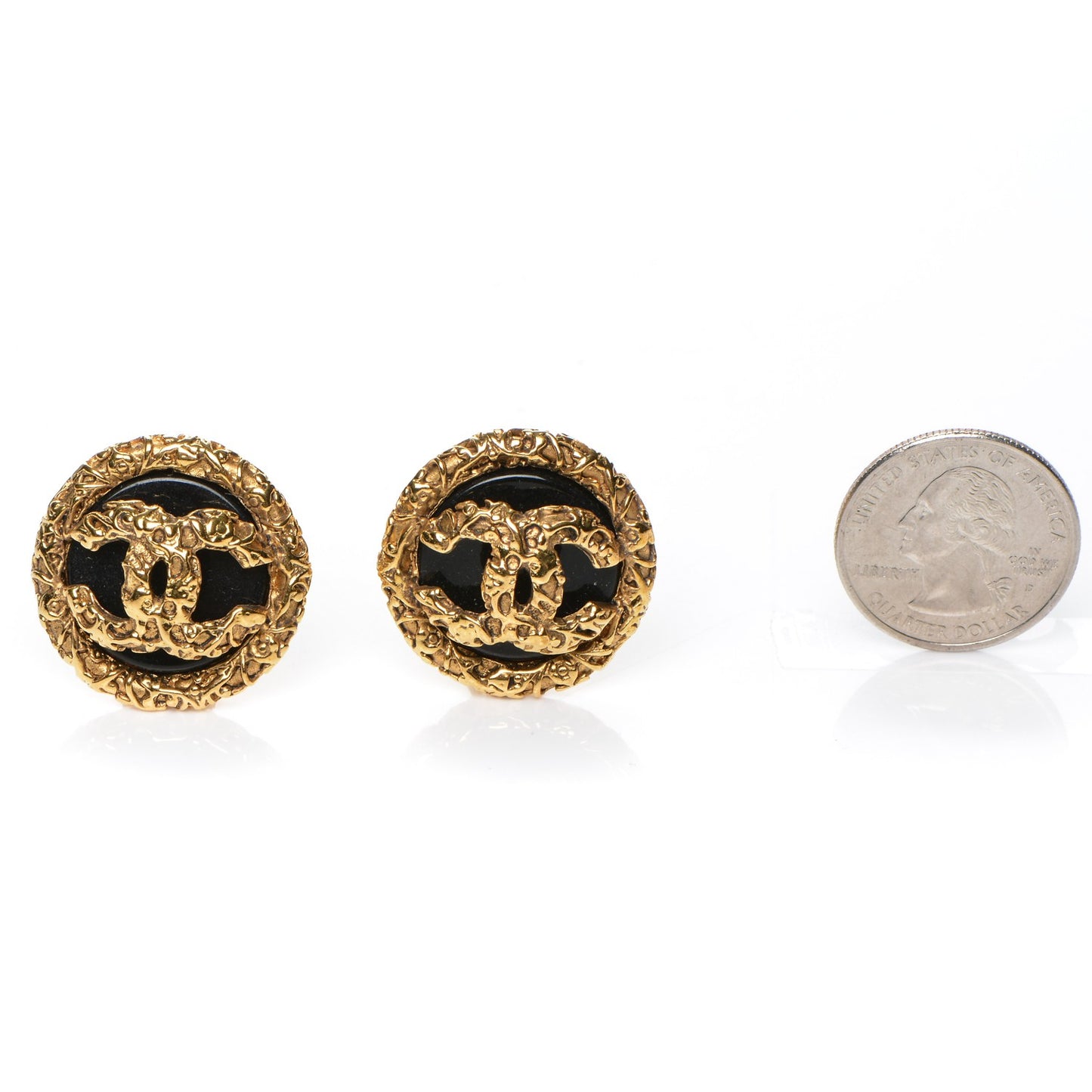 CC Clip On Earrings Black Gold