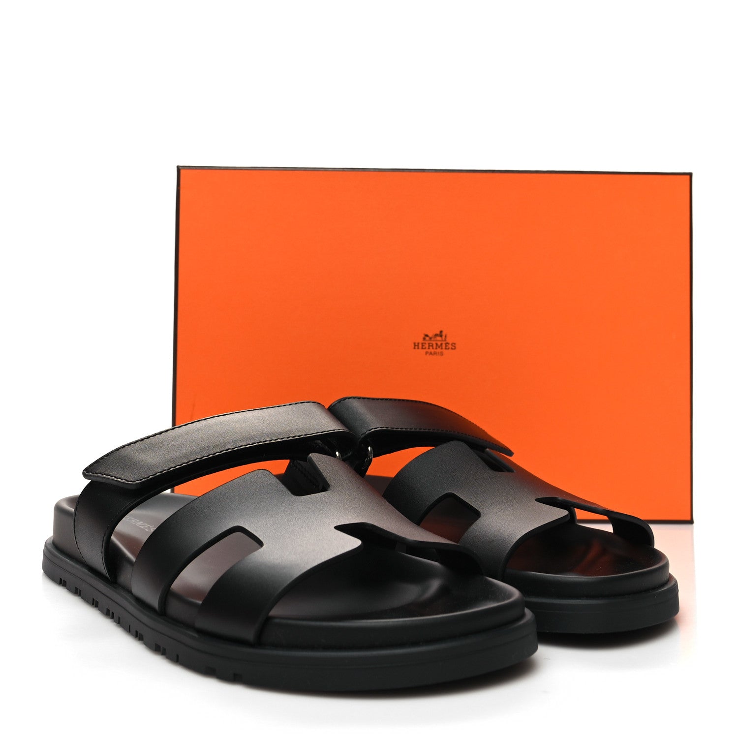 Hermes Calfskin Womens Chypre Sandals 39 Black 9 of 9