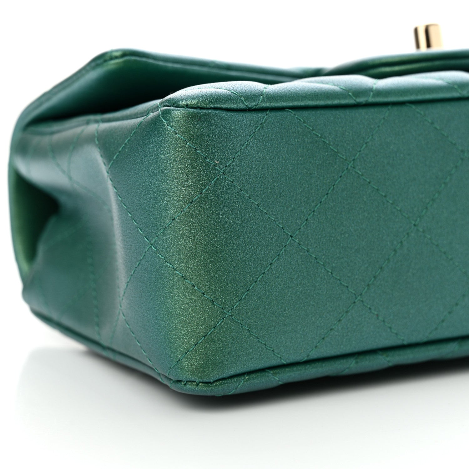 Chanel Lambskin Quilted Mini Rectangular Flap Dark Green 9 of 11