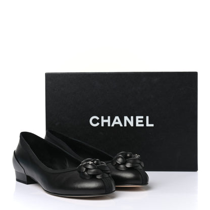 Chanel Lambskin Camellia Ballerina Flats 37 Black 10 of 10