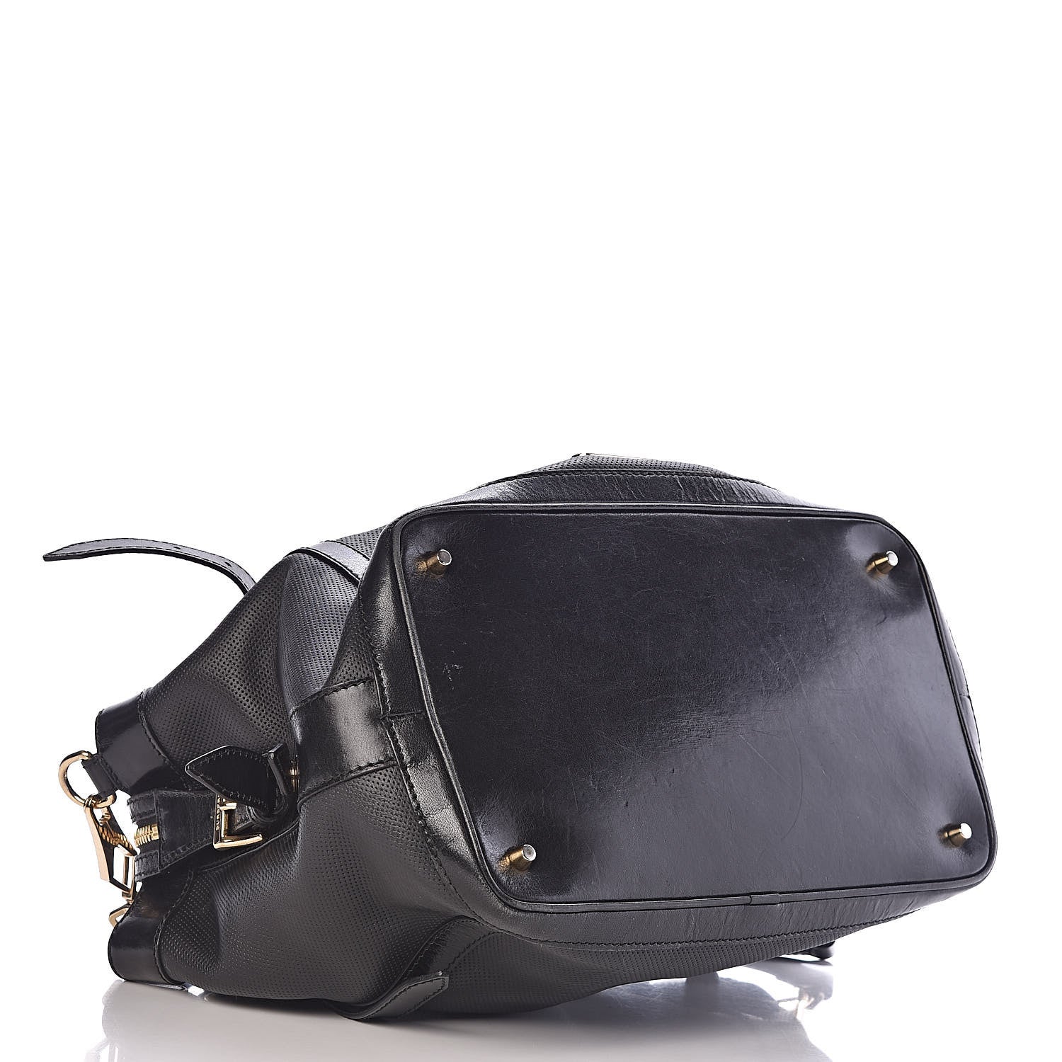Burberry Calfskin Perforated Ellers Satchel Black 4 of 31