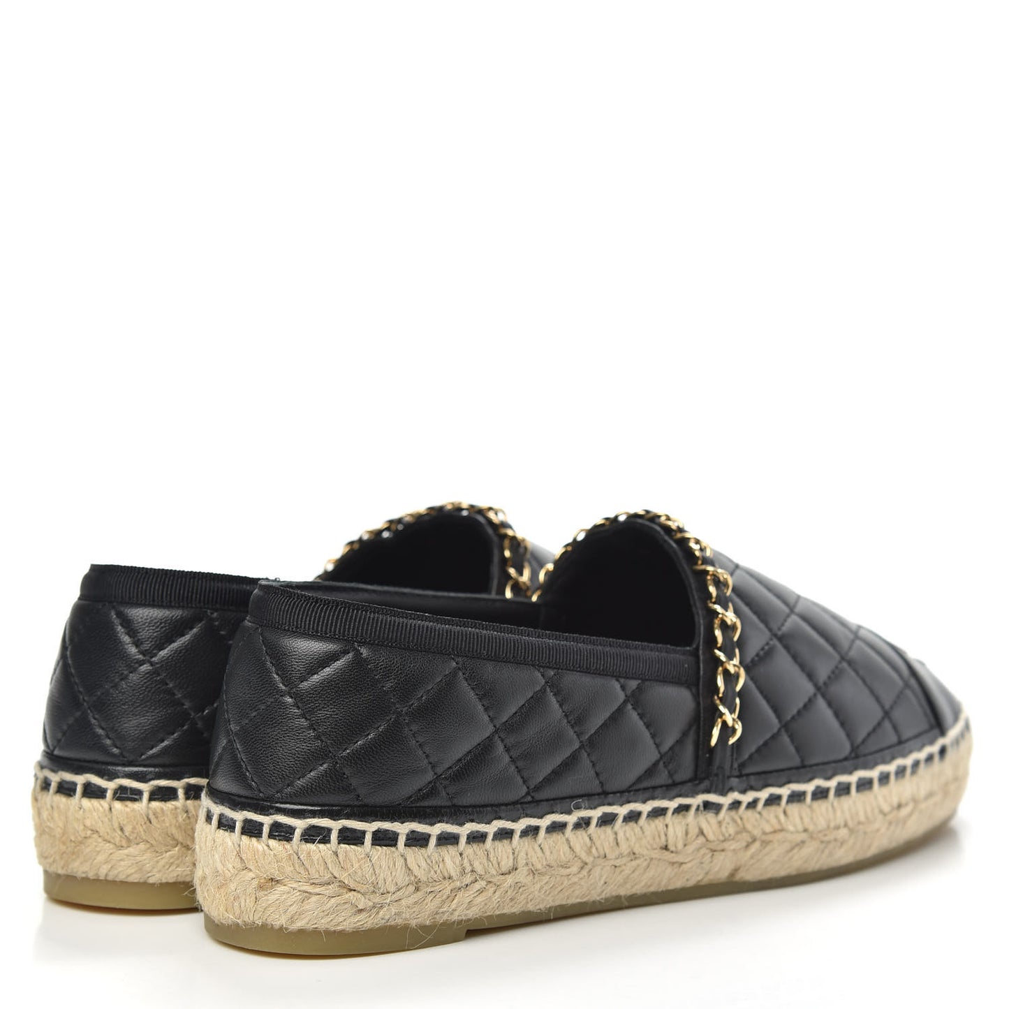 Lambskin Quilted CC Chain Espadrilles 37 Black