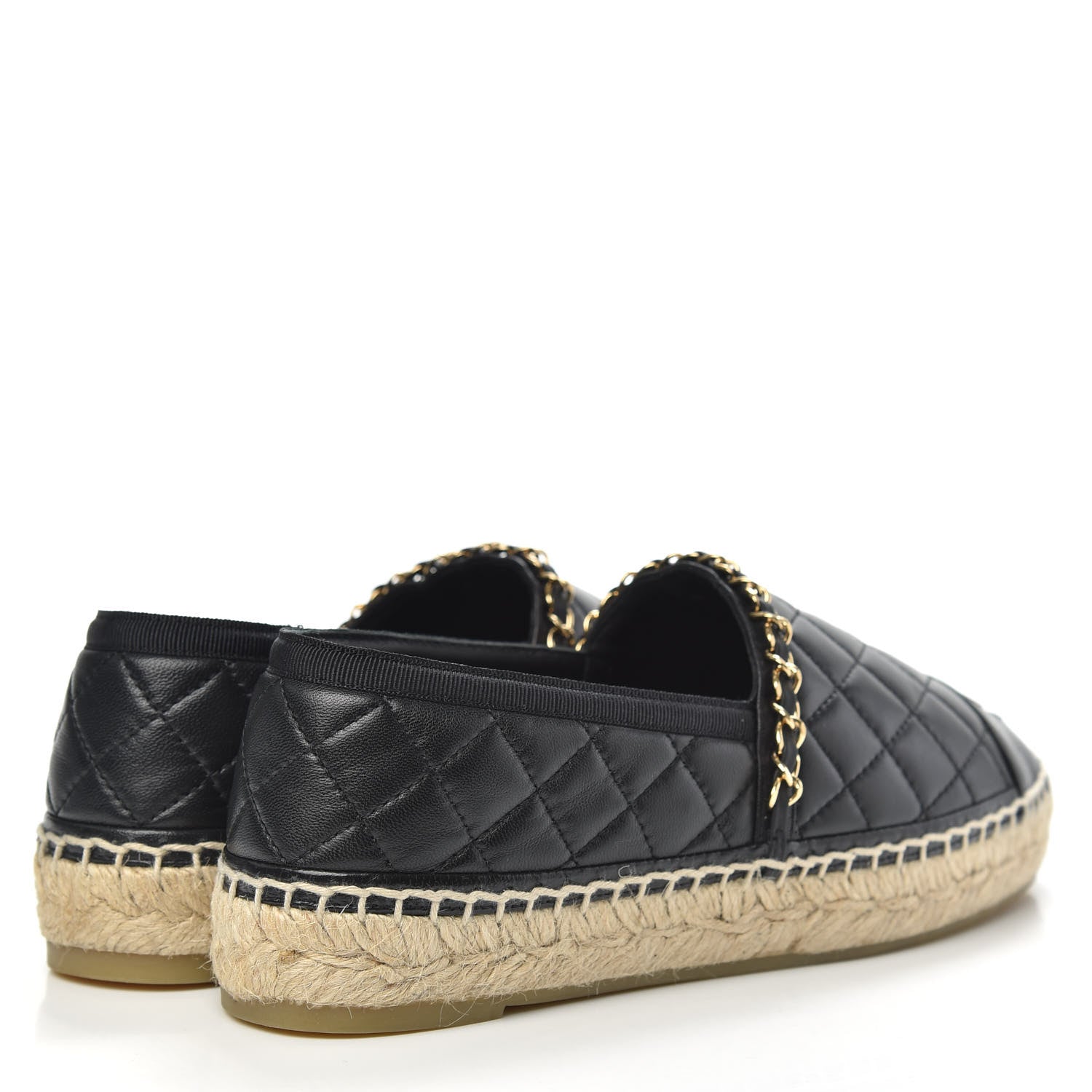 Chanel Lambskin Quilted CC Chain Espadrilles 37 Black 4 of 9
