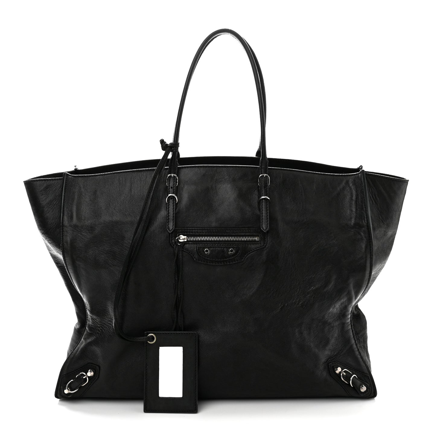 Supple Calfskin Papier A4 Zip Around Tote Black