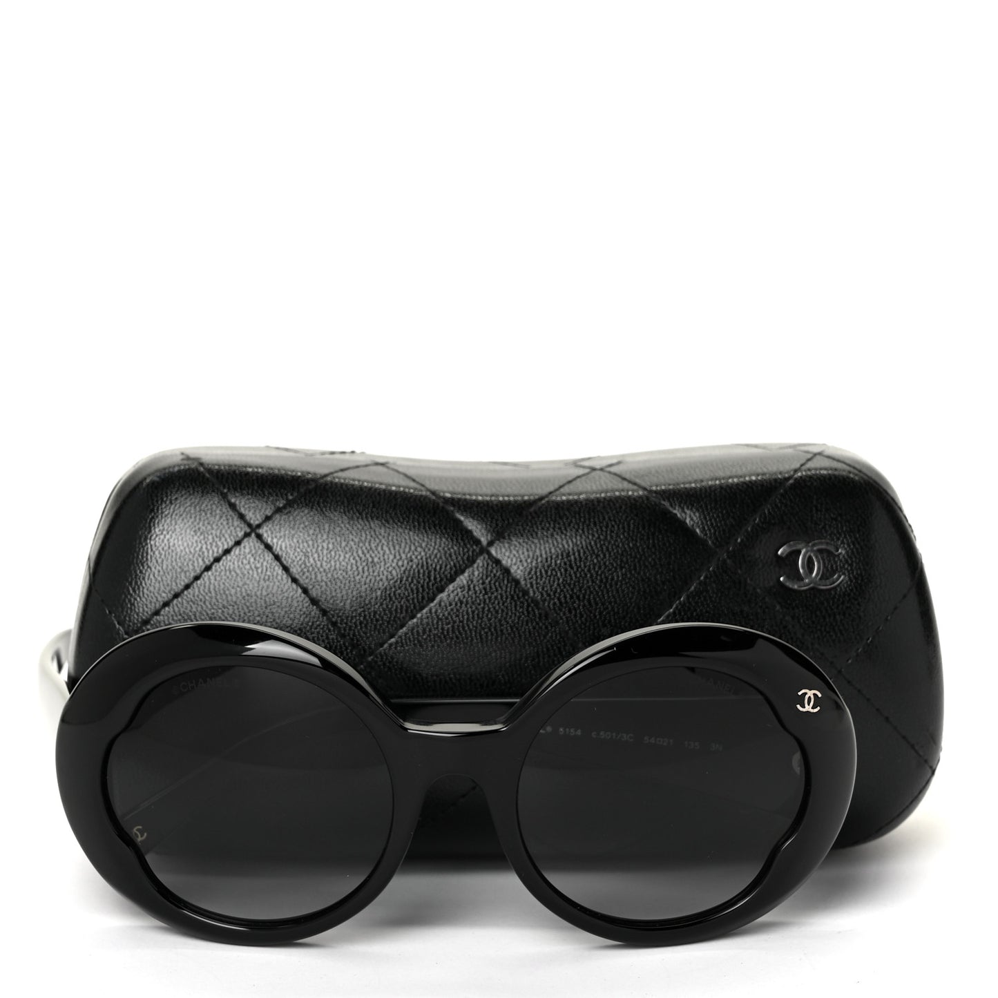Acetate CC Logo Round Sunglasses 5154 Black