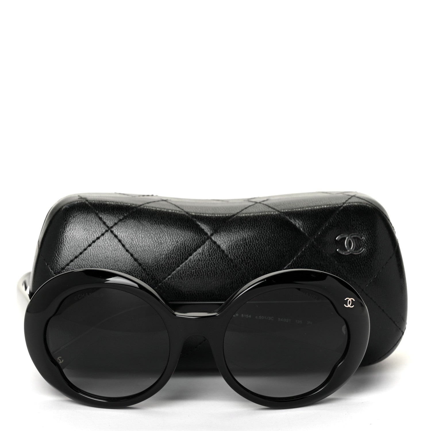 Chanel Acetate CC Logo Round Sunglasses 5154 Black 7 of 7