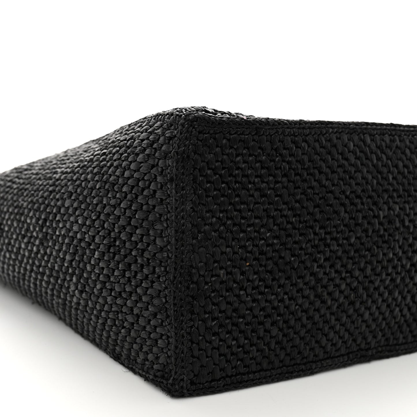 Raffia Medium Paula's Ibiza Logo Tote Black White