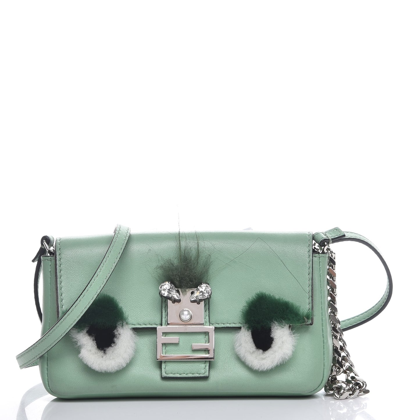 Nappa Rabbit Fox Fur Micro Buggie Baguette Verde Acqua