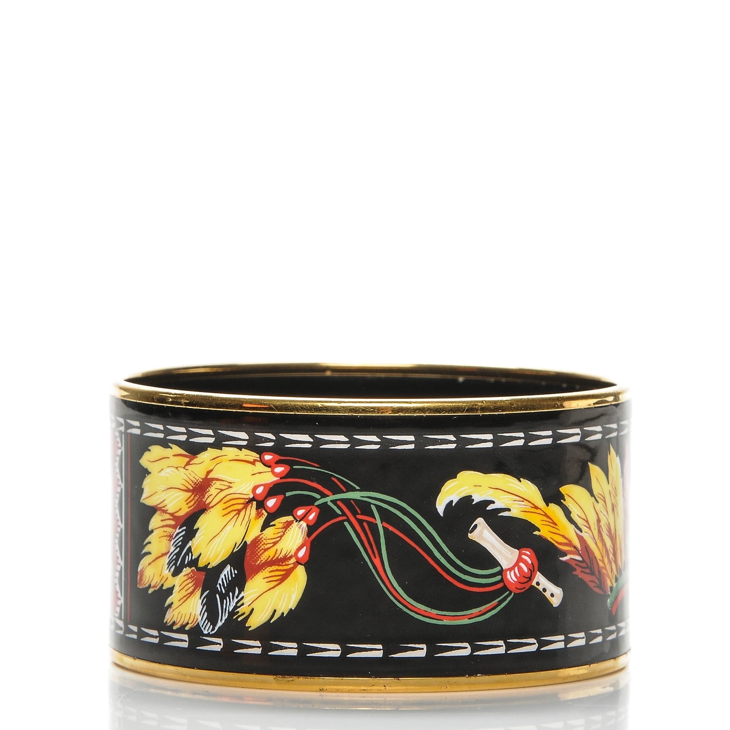 Hermes Enamel Printed Brazil Extra Wide Bracelet 62 4 of 6