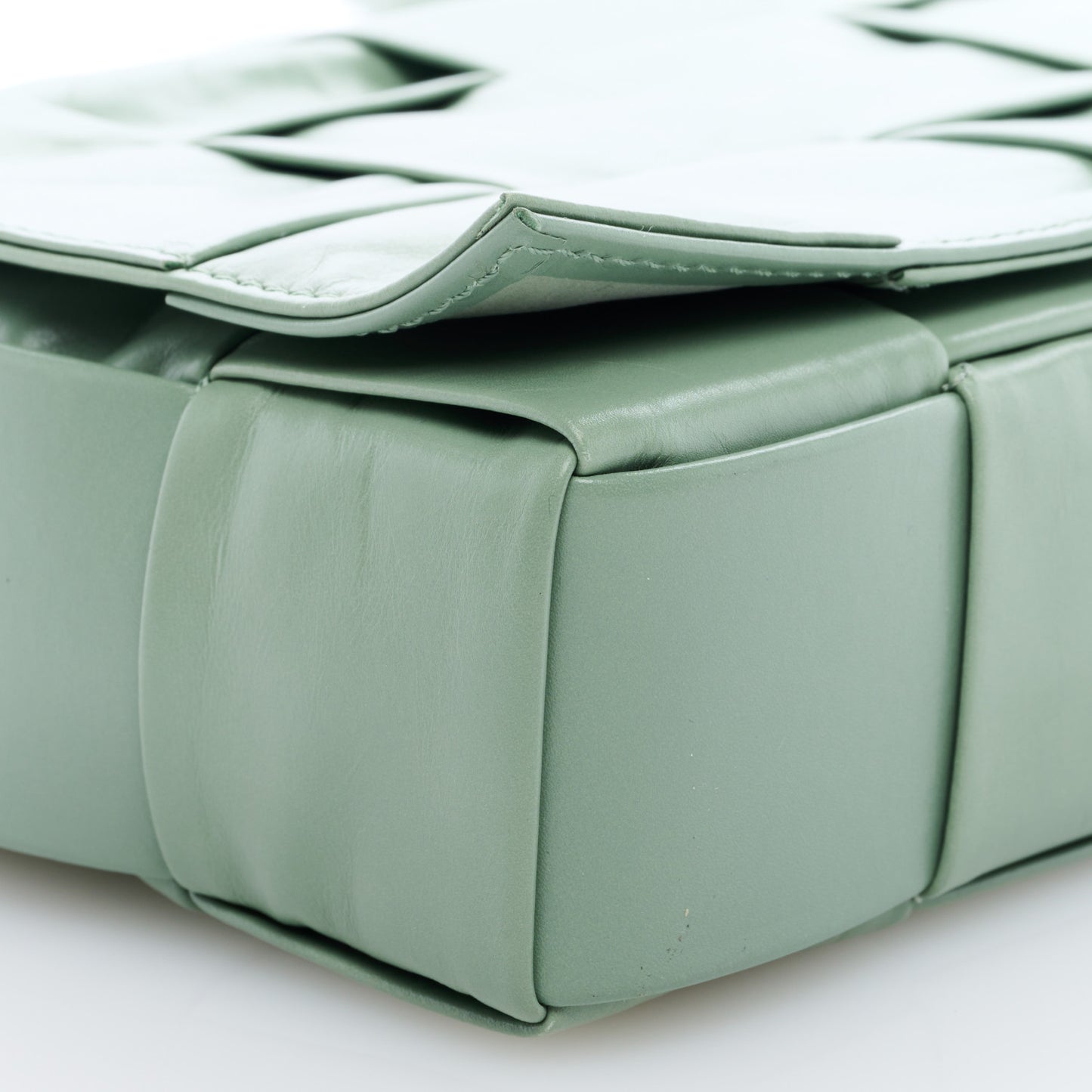 Paper Calfskin Maxi Intreccio Cassette Crossbody Bag Sage