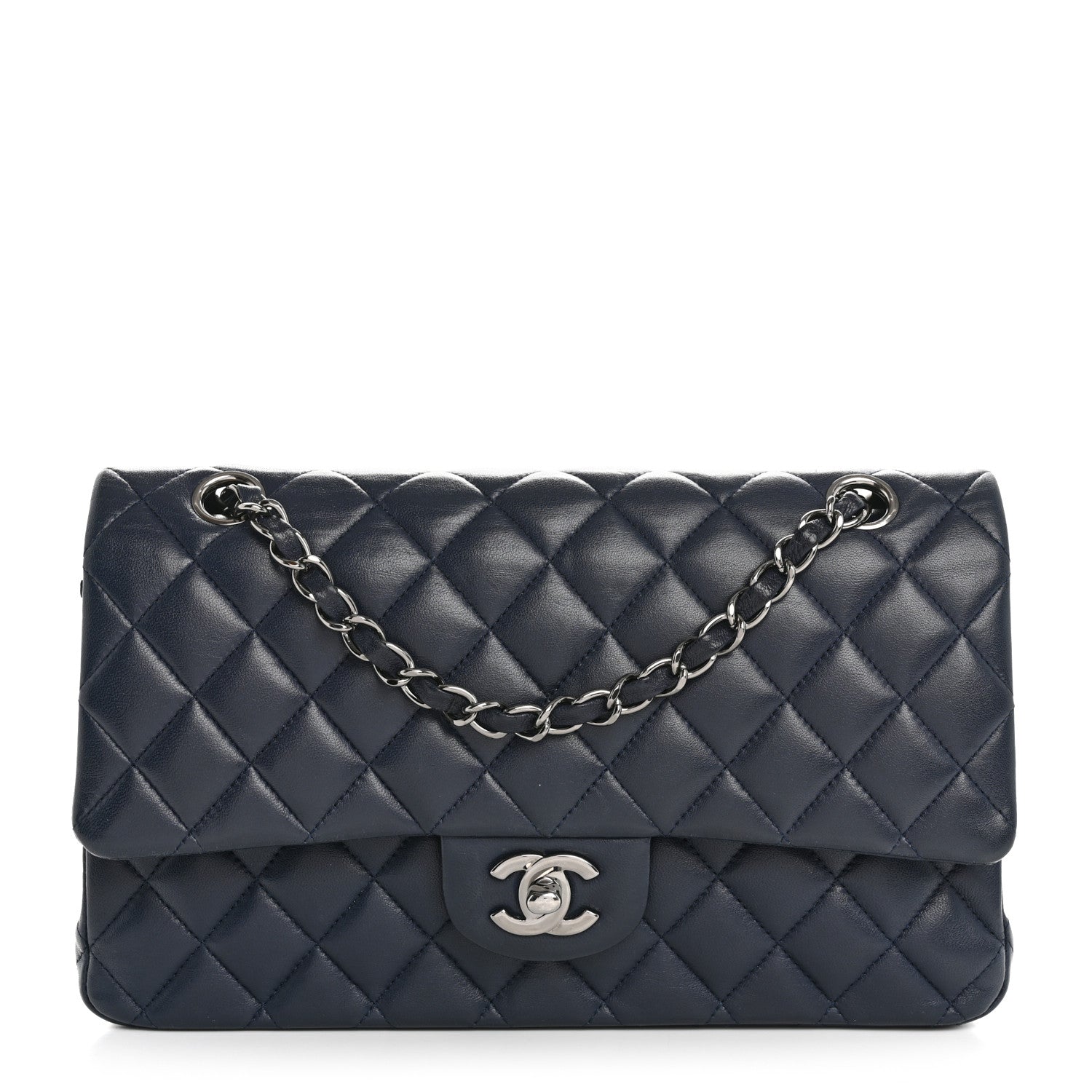 Chanel Lambskin Quilted Medium Double Flap Navy 1 of 12