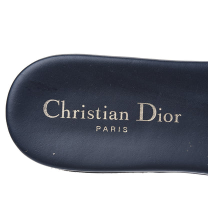 Christian Dior Canvas Embroidered Dway Mules Slide Sandals 38 Deep Blue 7 of 13