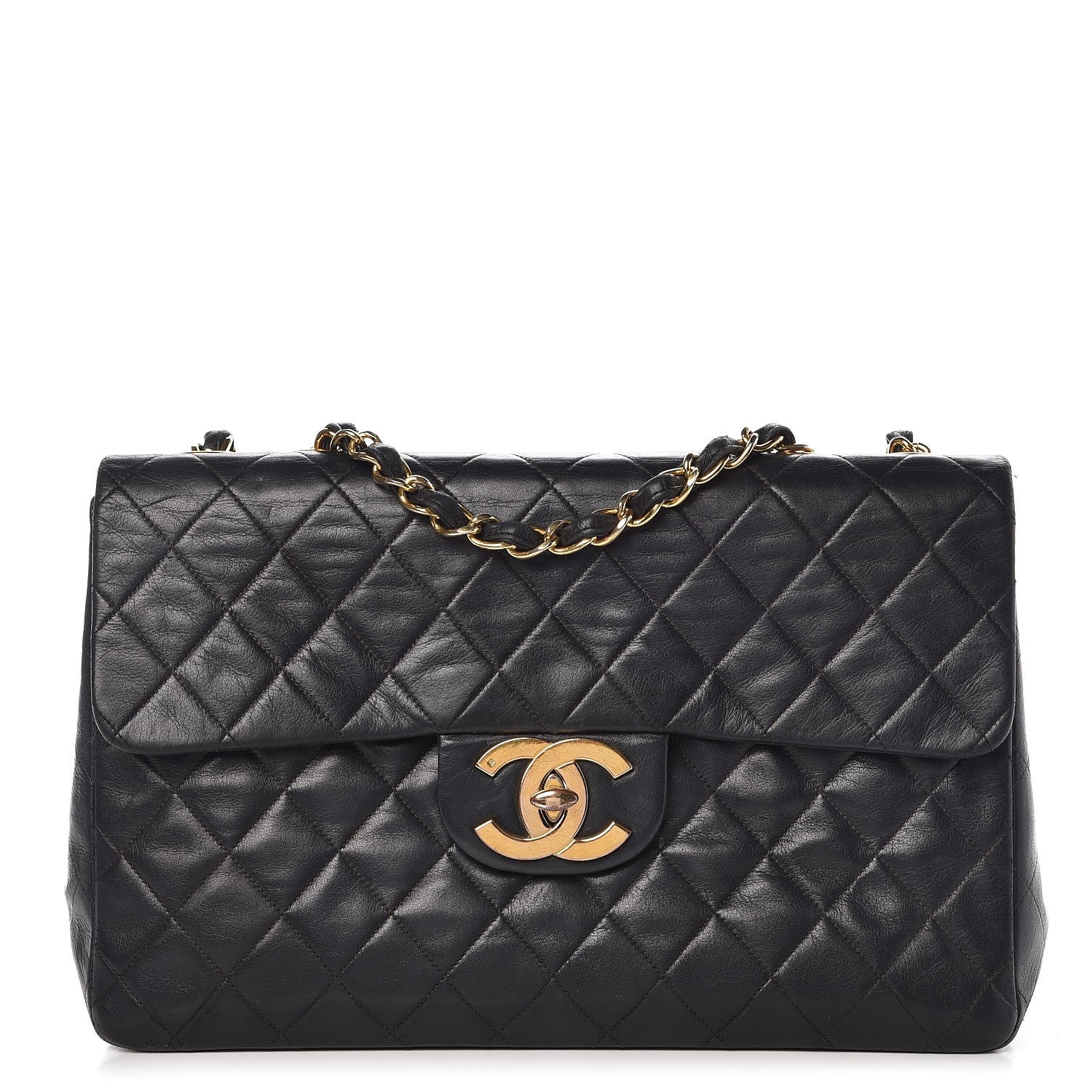 Chanel Lambskin Quilted XL Jumbo Single Flap Black 1 of 13