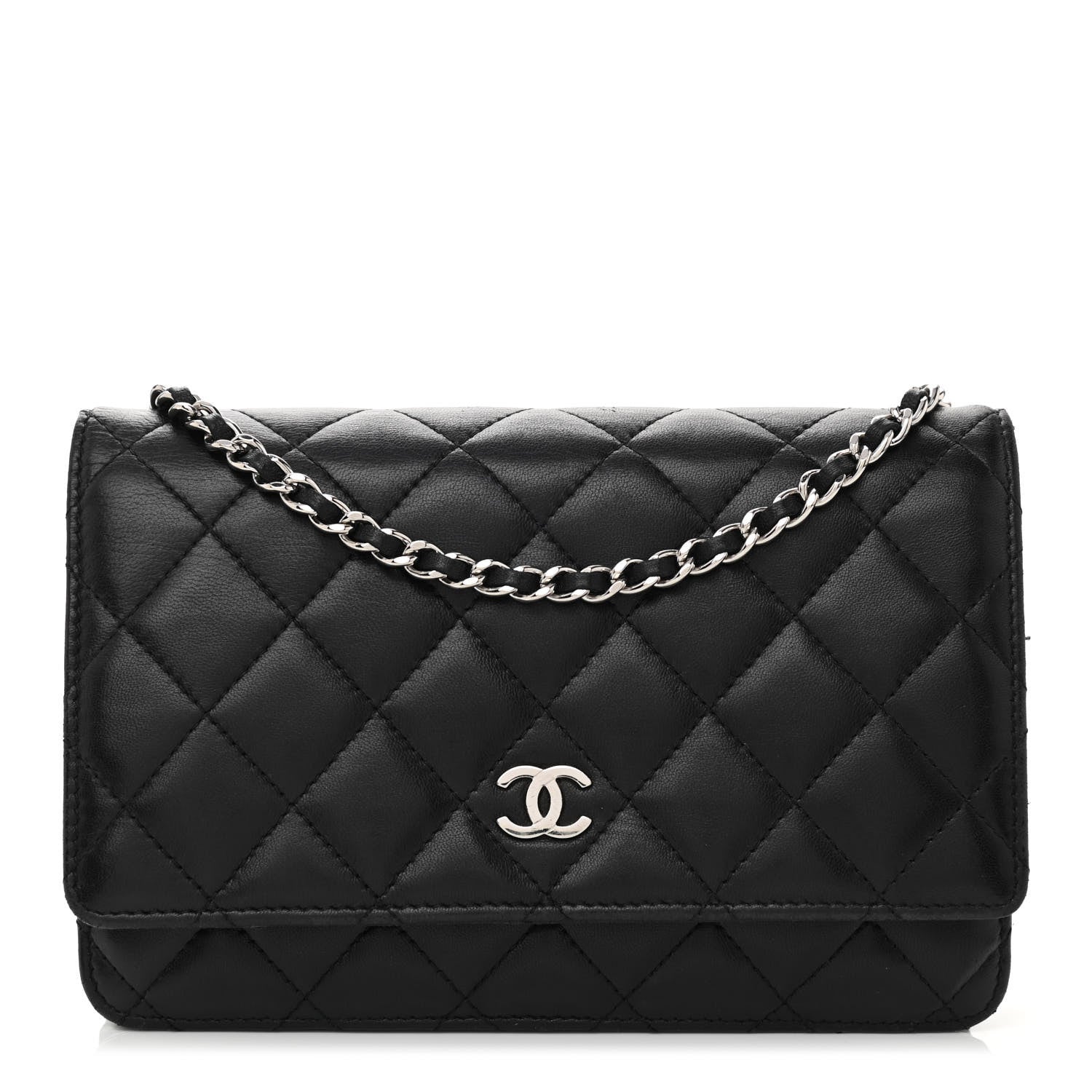 Chanel Lambskin Quilted Wallet On Chain WOC Black 1 of 13