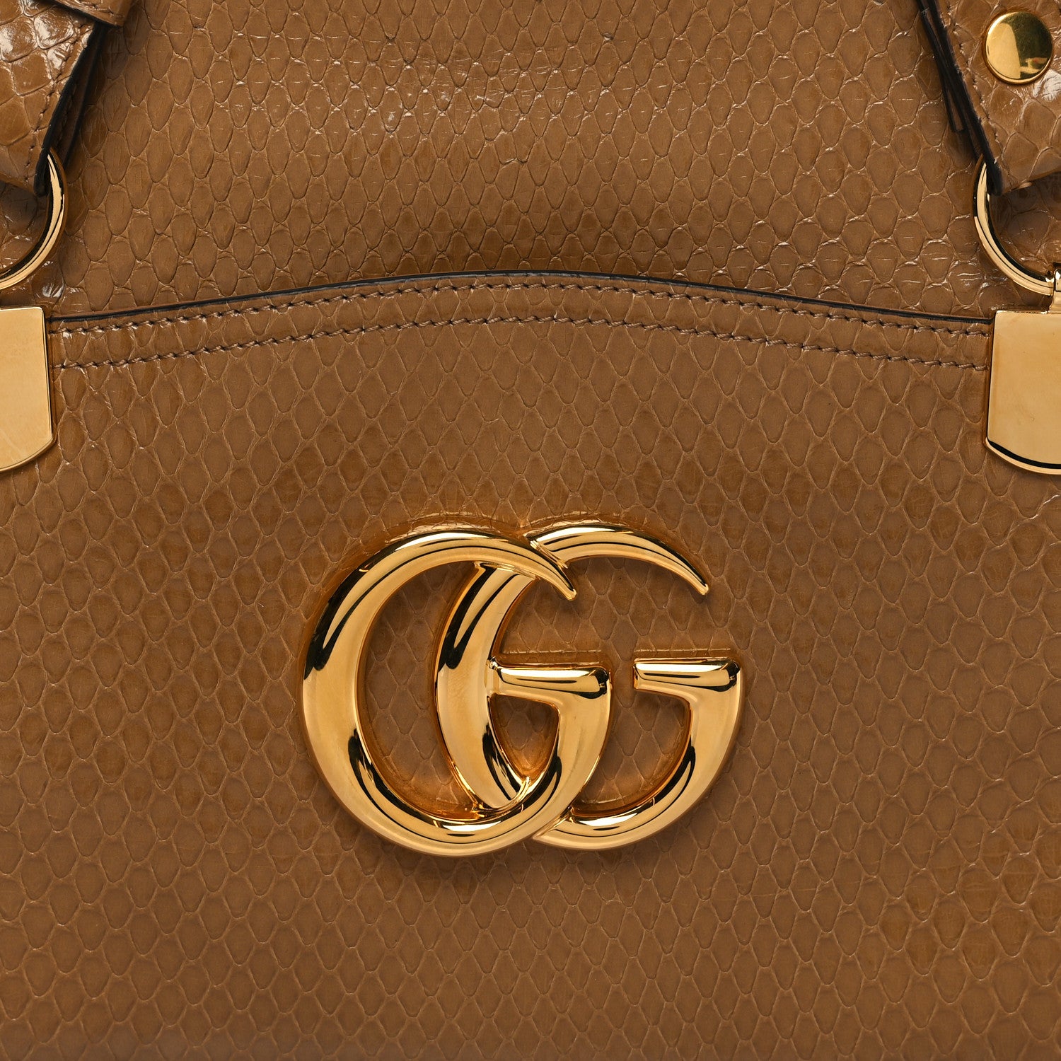Gucci Snakeskin Large Arli Top Handle Bag Taupe 9 of 12
