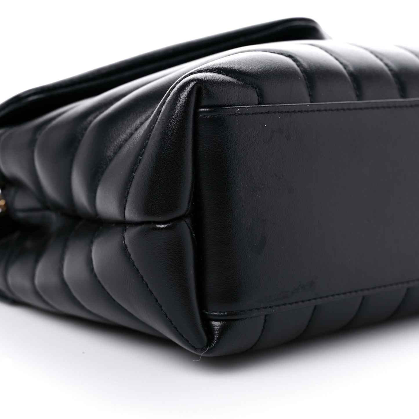 Calfskin Y Quilted Monogram Small Loulou Chain Satchel Black