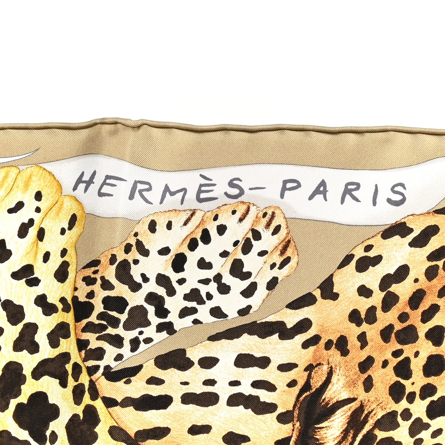 Silk Twill Lazy Leopardesses Scarf 90 Camel Anthracite