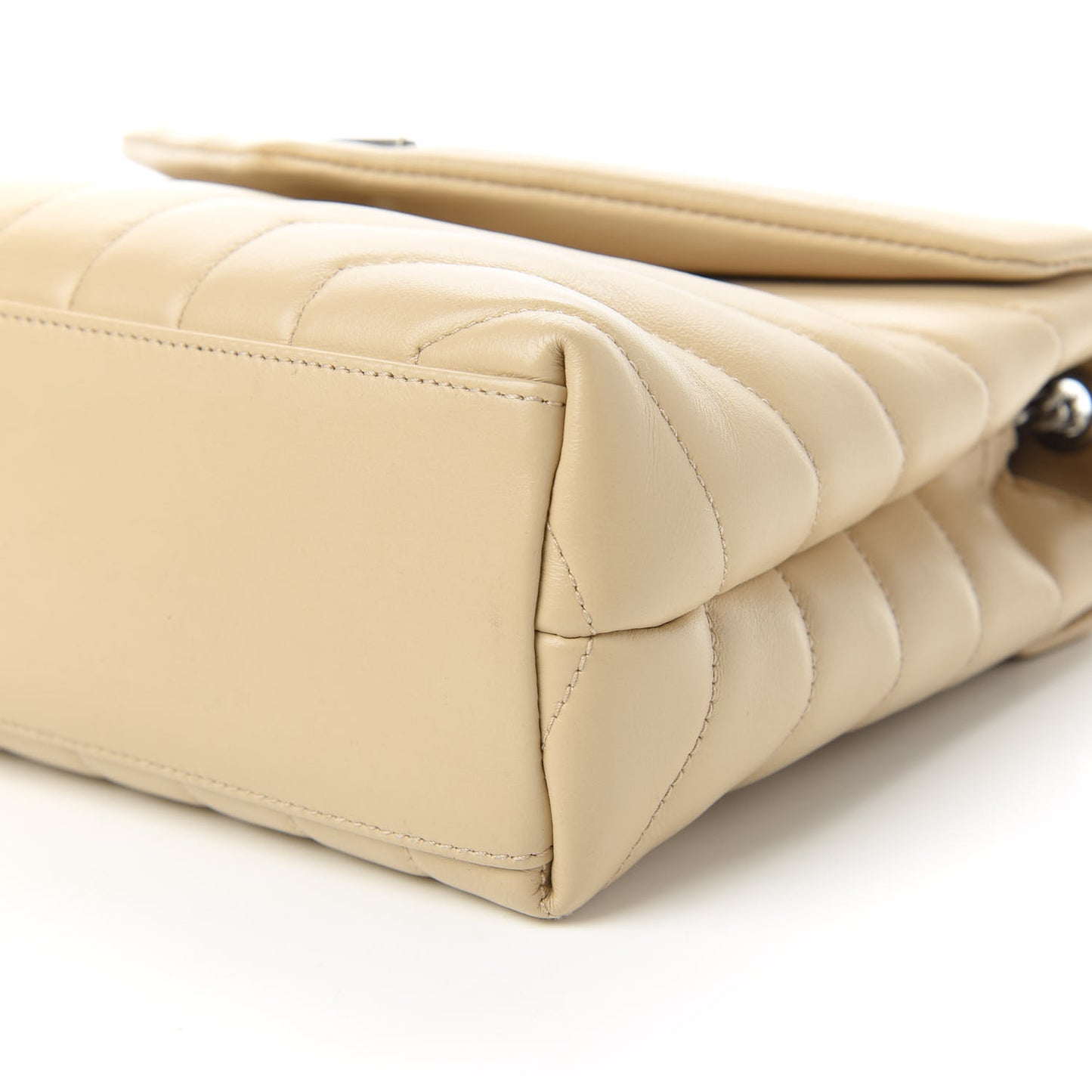 Calfskin Y Quilted Monogram Small Loulou Chain Satchel Nude Powder