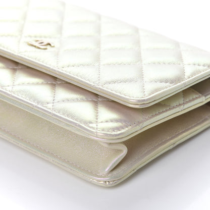 Chanel Iridescent Lambskin Quilted Wallet On Chain WOC Ivory 7 of 12