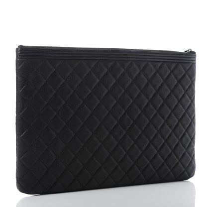 Chanel Caviar Quilted Large Boy Cosmetic Case Black 3 of 9