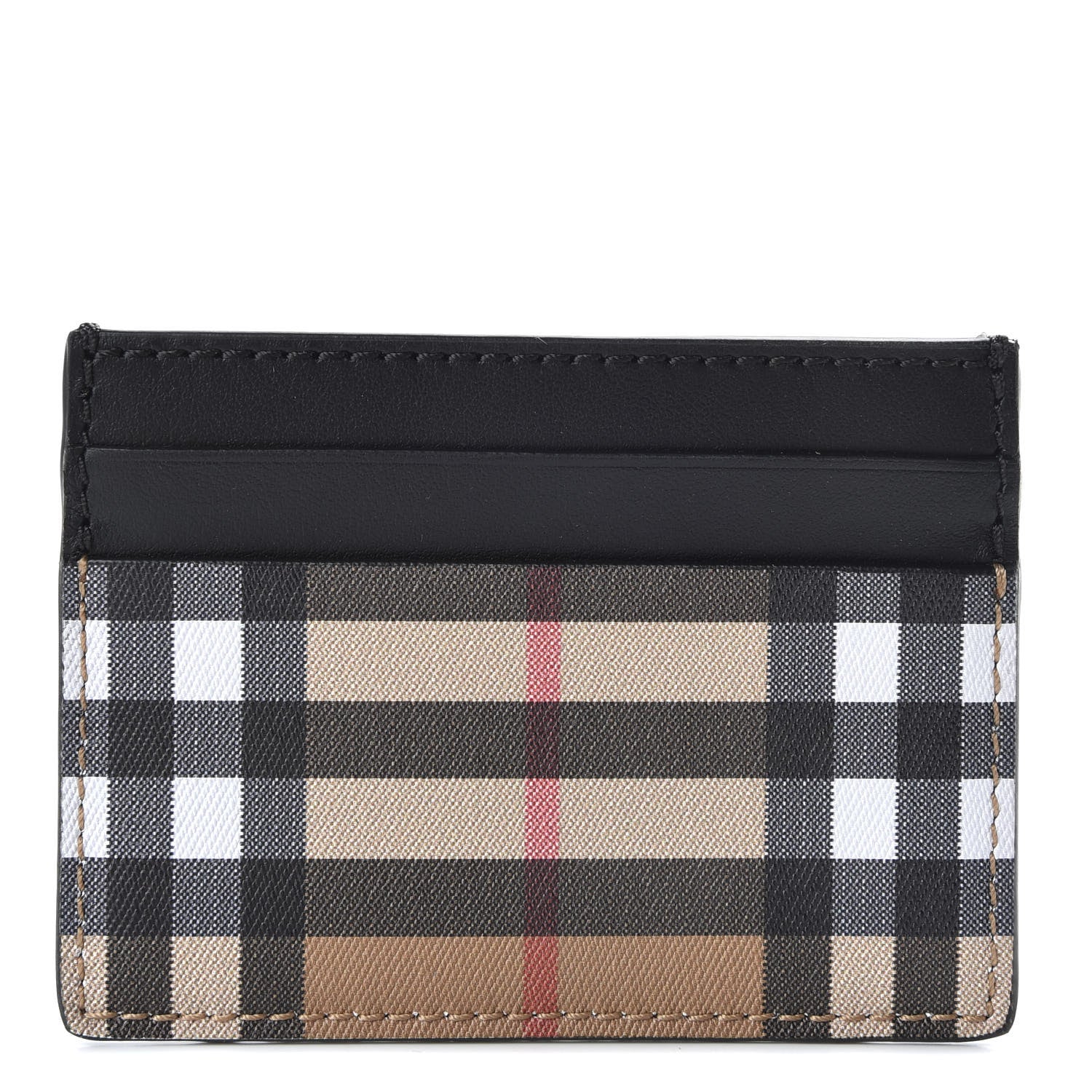 Burberry Vintage Check Calfskin Sandon Card Case Black 1 of 7