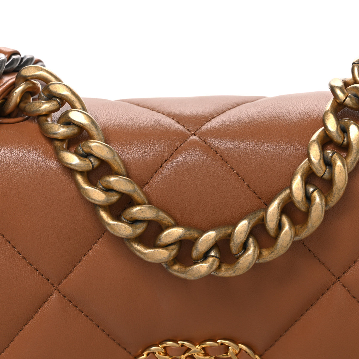 Lambskin Quilted Medium Chanel 19 Flap Brown