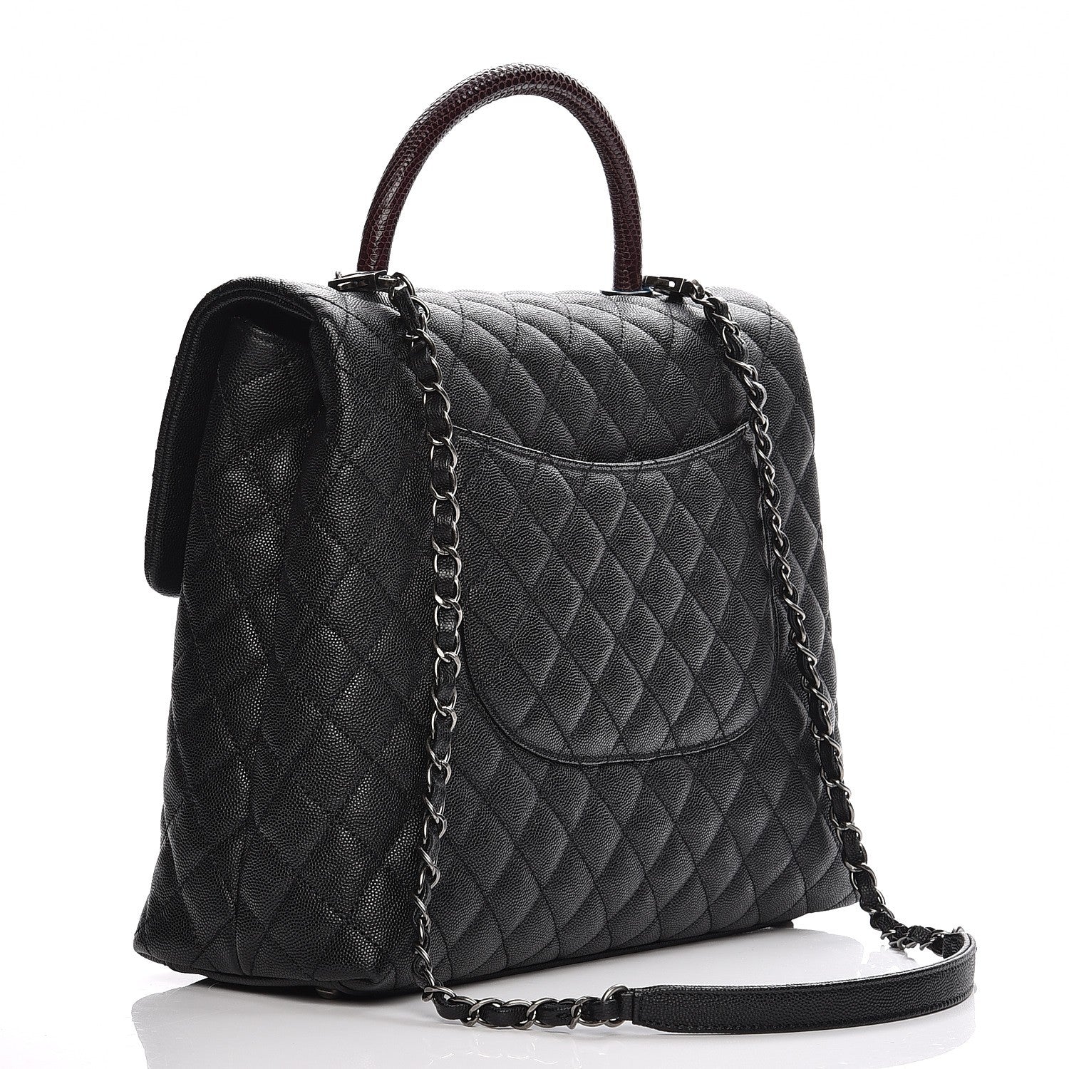 Chanel Caviar Lizard Quilted Large Coco Handle Flap Black 4 of 8