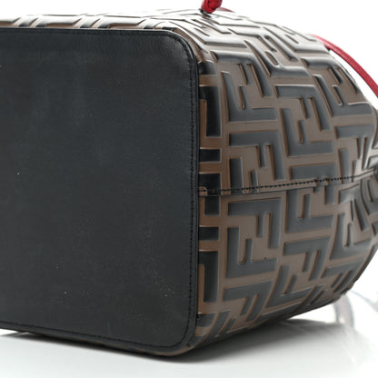 Fendi Vitello Grace F is Fendi Bi-Color FF 1974 Embossed Grande Mon Tresor Bucket Bag Maya Black Fragola 9 of 9