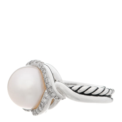 David Yurman Sterling Silver Diamond Pearl 11.5mm Ring 52 6 2 of 4