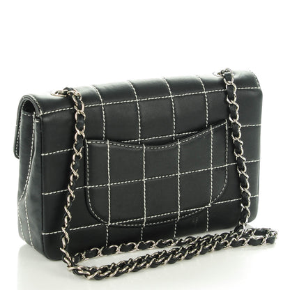 Chanel Calfskin Contrast Stitched Medium Single Flap Navy Blue 3 of 8
