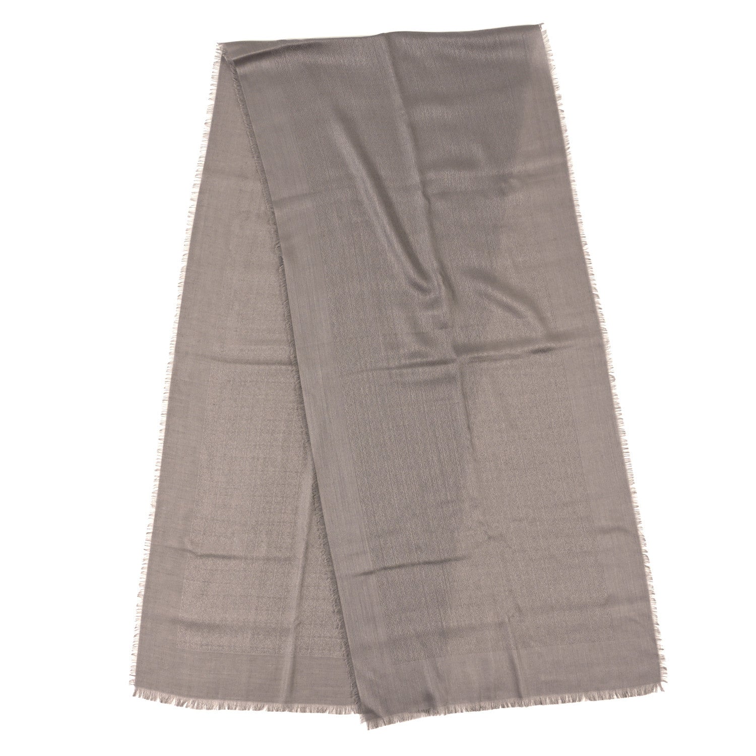 Loewe Wool Silk Cashmere Mini Anagram Scarf Taupe 2 of 3