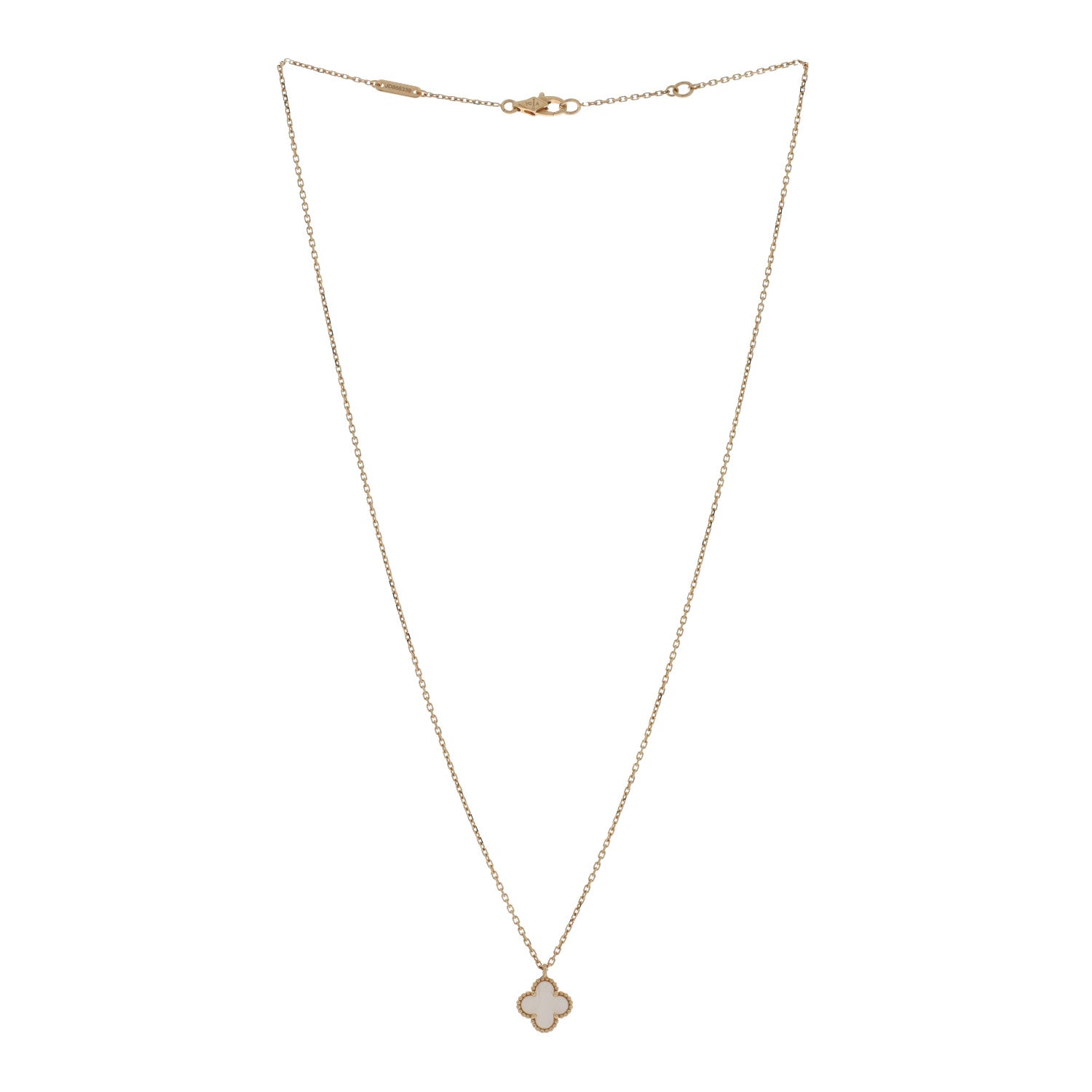 Van Cleef & Arpels 18K Yellow Gold Mother of Pearl Sweet Alhambra Pendant Necklace 3 of 5