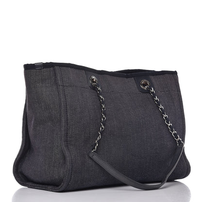 Chanel Denim Small Deauville Tote Dark Blue 3 of 8