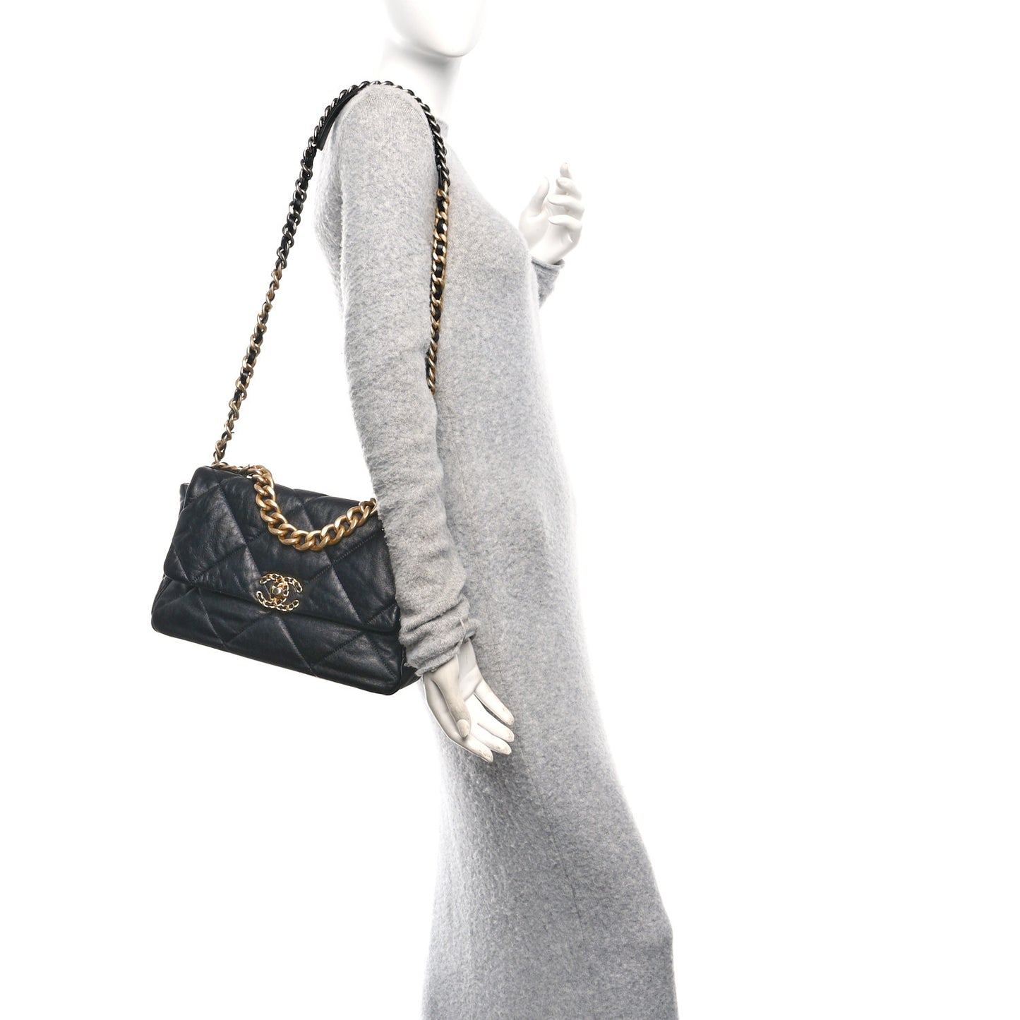 Goatskin Quilted Large Chanel 19 Flap Black