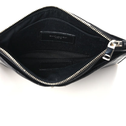 Saint Laurent Grain De Poudre Chevron Monogram Bill Pouch Black 5 of 7