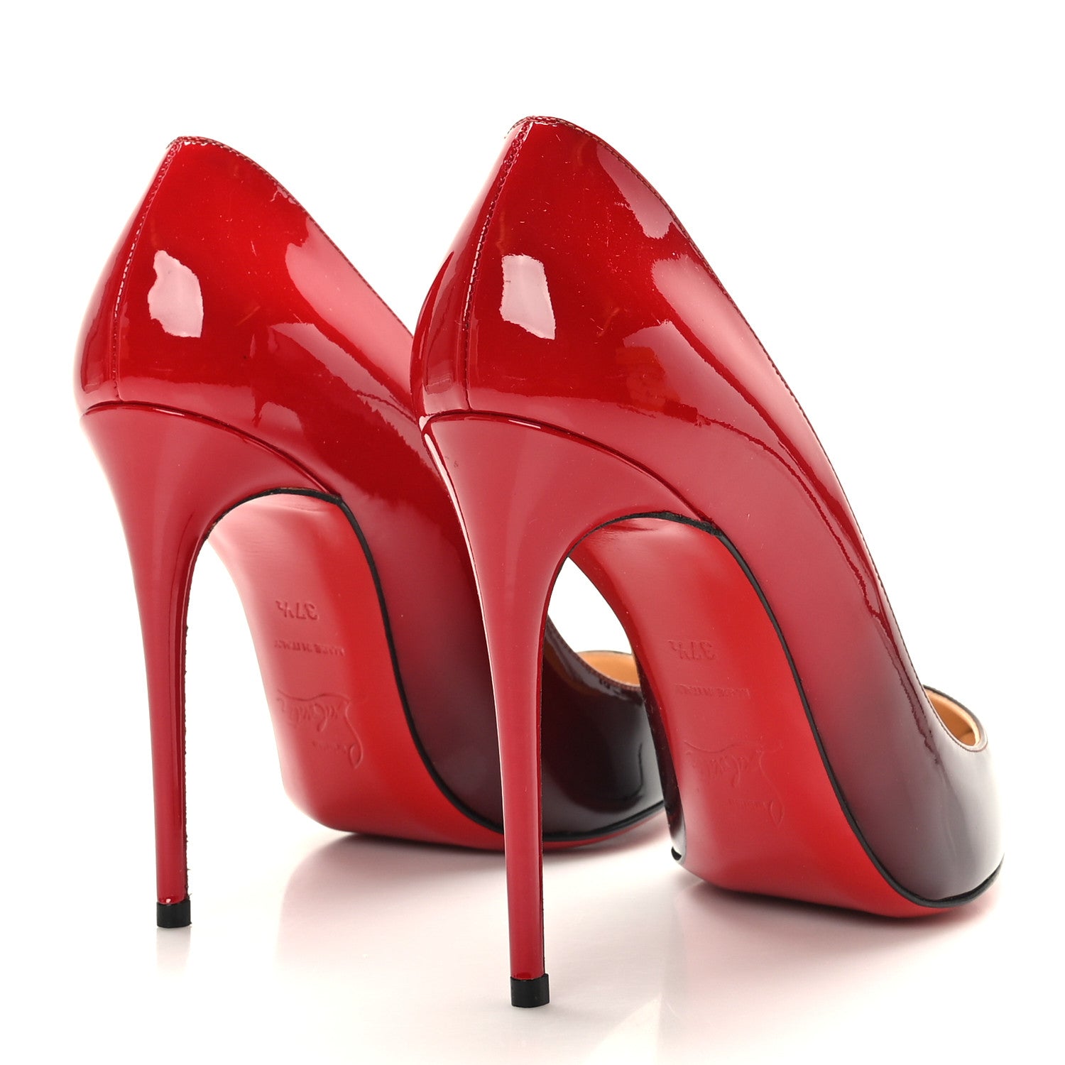 Christian Louboutin Patent Degrade Pigalle Follies 100 Pumps 37.5 Black Red 4 of 7