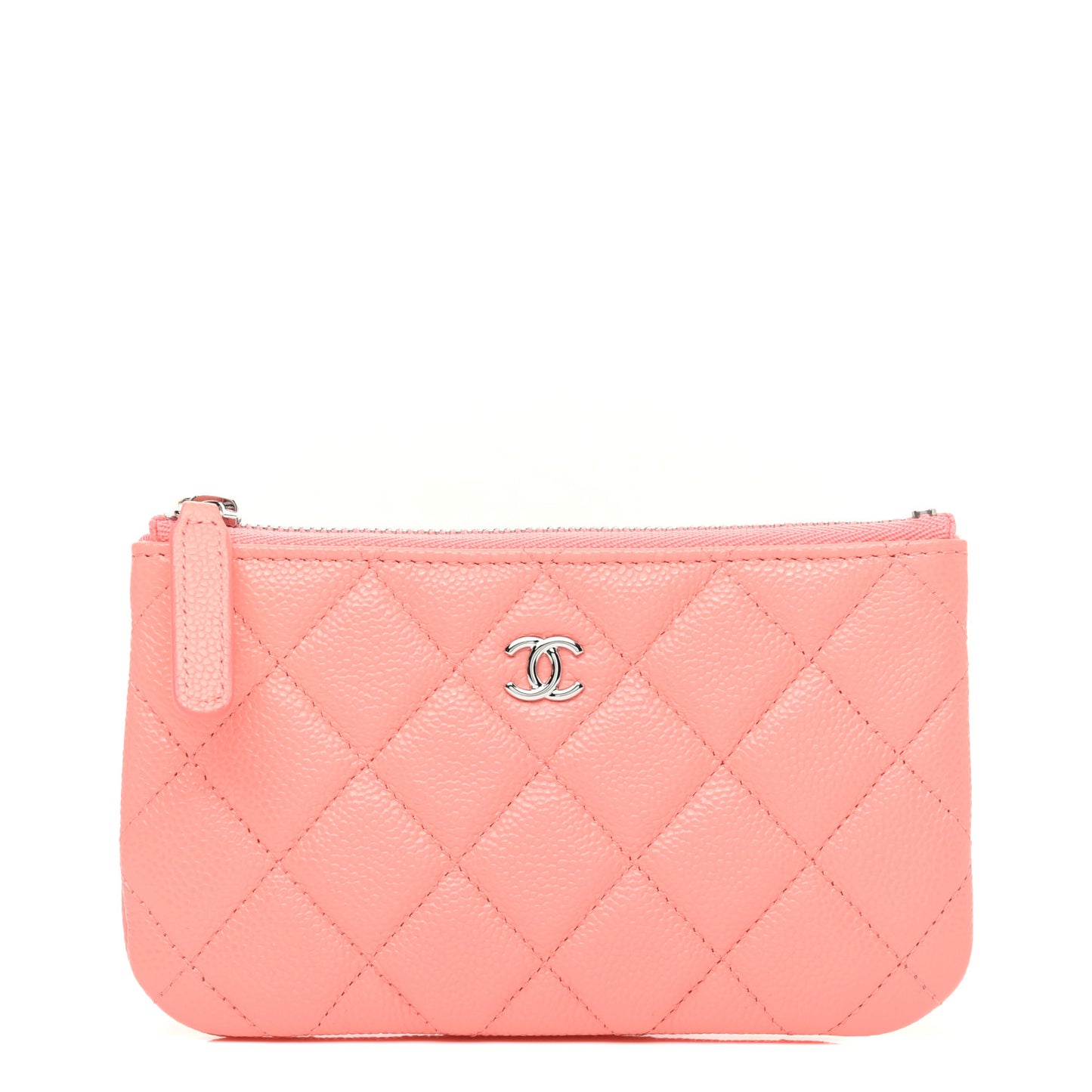 Caviar Quilted Small Cosmetic Case Coral