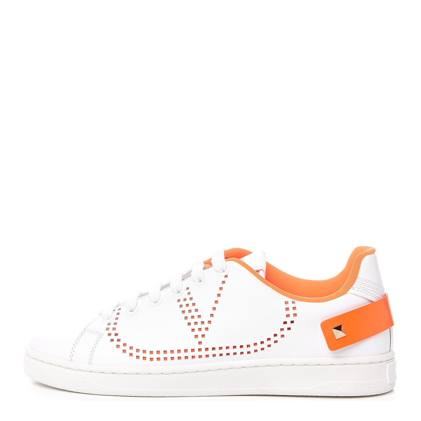 Calfskin Womens Backnet Sneakers 37 White Orange Fluo