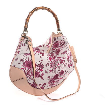 Gucci Canvas Floral Flora Peggy Bamboo Top Handle Hobo 3 of 7