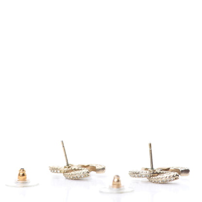 Chanel Crystal Timeless CC Earrings Light Gold 3 of 5