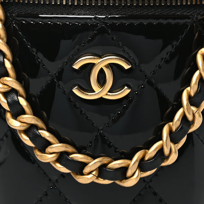 Chanel Patent Quilted Afternoon Tea Top Handle Vanity Case With Chain Black 8 of 11