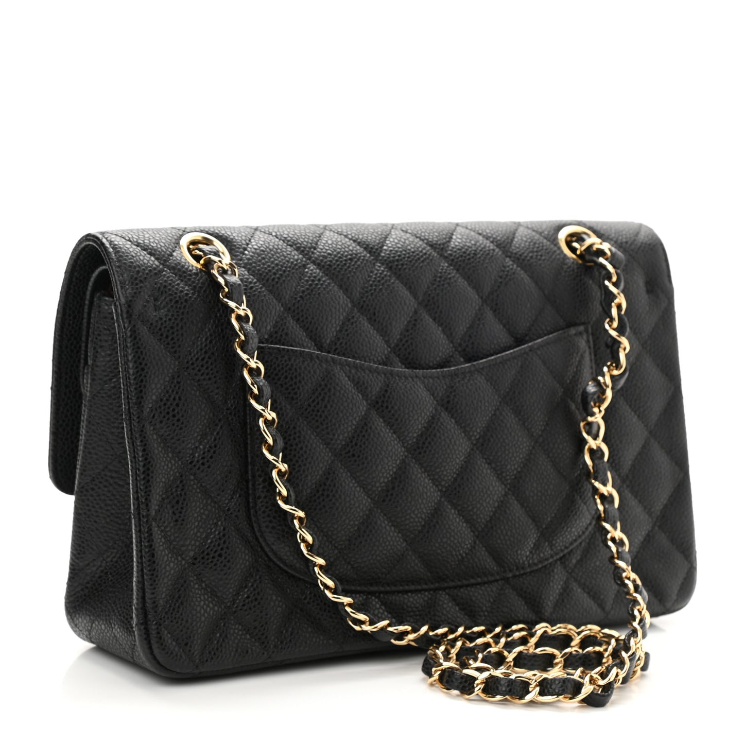 Caviar Quilted Medium Double Flap Black