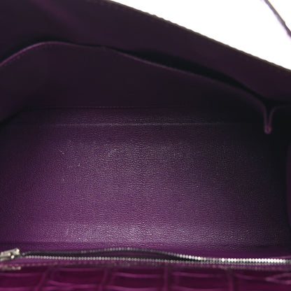 Hermes Shiny Niloticus Crocodile Kelly Sellier 28 Violet 9 of 18
