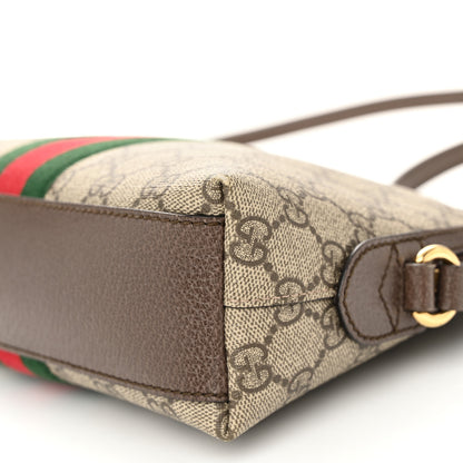 Gucci GG Supreme Monogram Textured Dollar Calfskin Web Small Ophidia Dome Shoulder Bag Beige Ebony New Acero 10 of 11