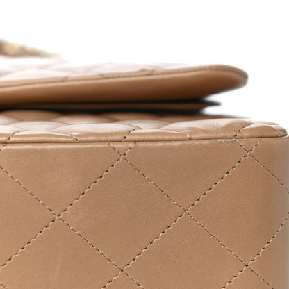 Chanel Lambskin Quilted Jumbo Double Flap Dark Beige 25 of 31