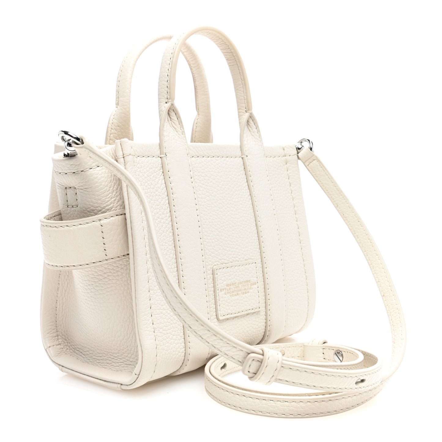 Grained Calfskin Micro The Tote Bag Cotton Silver