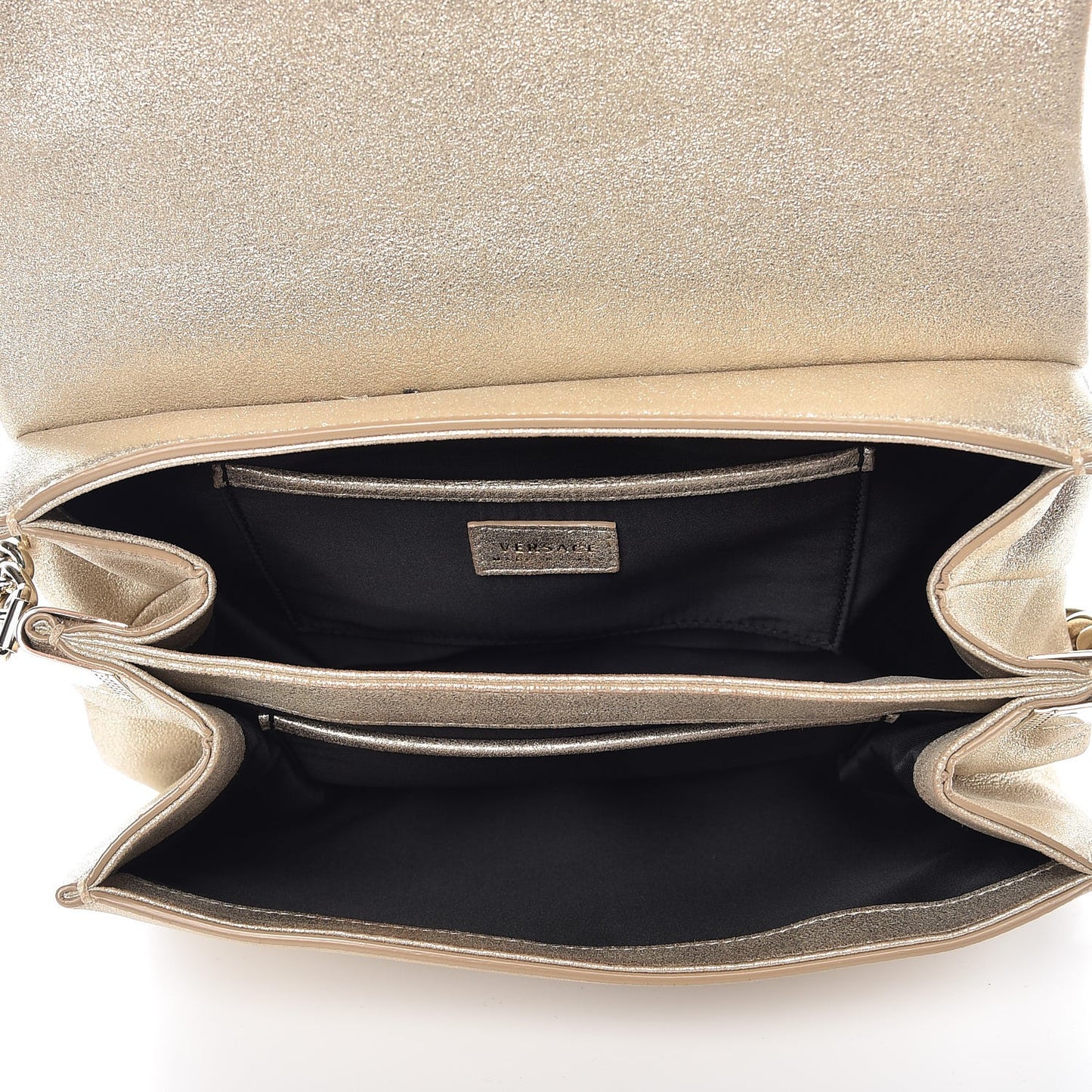 Suede Crystal Medusa Sultan Evening Bag Gold