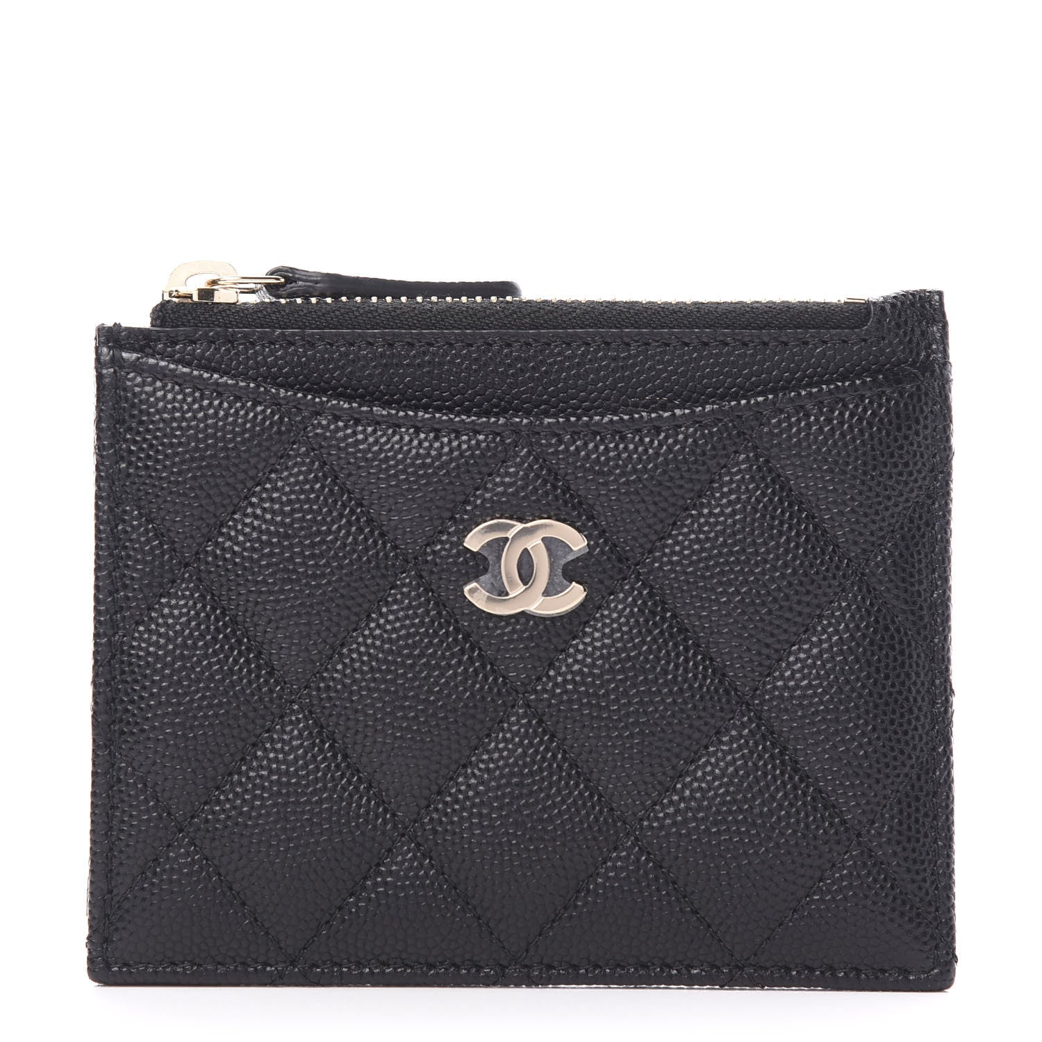 Chanel Caviar Quilted CC Zip Card Holder Black 1 of 7