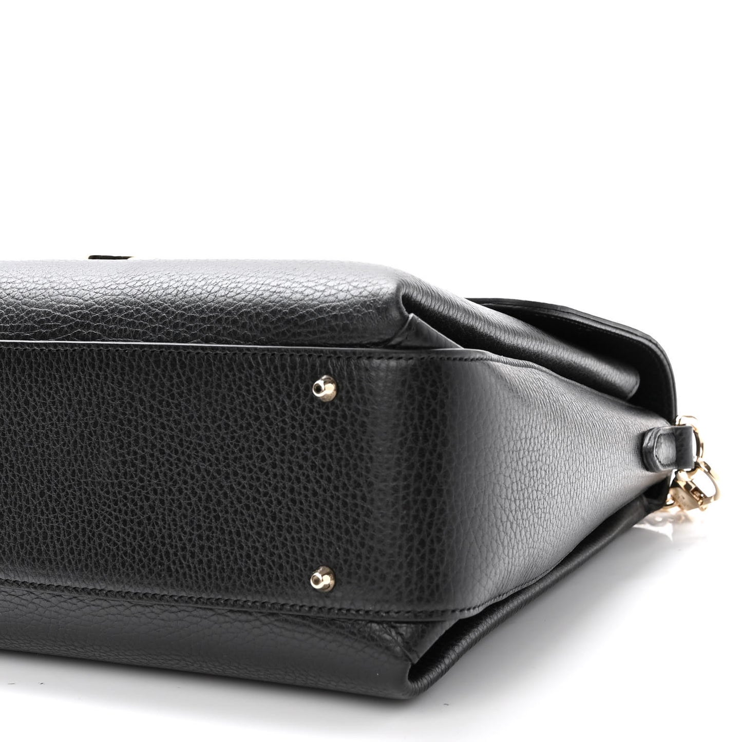 Dollar Calfskin Medium Interlocking G Top Handle Shoulder Bag Black